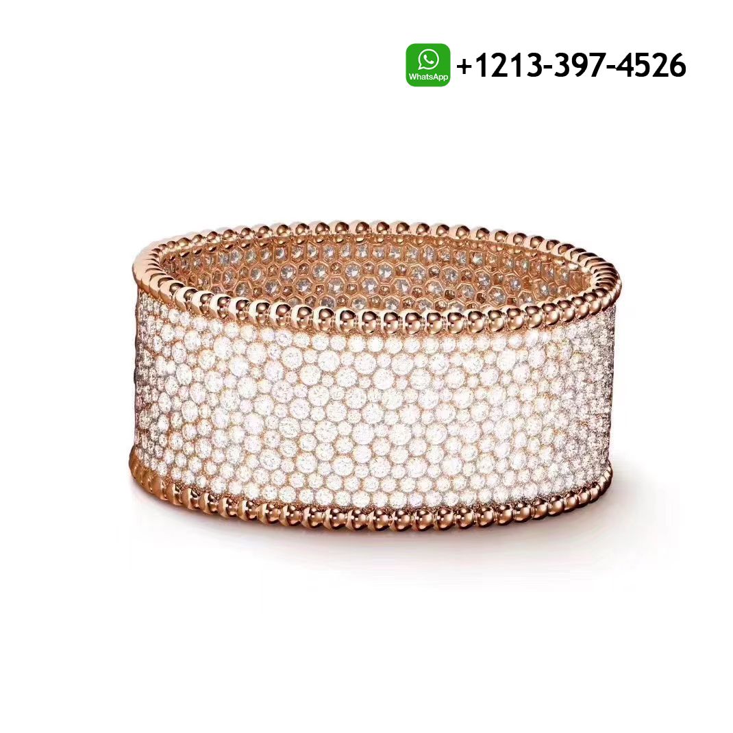 Van-Cleef-Arpels-18k-White-Gold-Full-Pave-Diamonds-Wide-Perlee-Bracelet-3.jpg Best Sellers 1:1 Quality Cheap Custom Made Van Cleef & Arpels 18k White Gold Full Pave Diamonds Wide Perlee Bracelet - High Quality 18k Gold and Diamond Luxury Distinctive Collection Designer Jewelry Customized Factory Price - Image 4