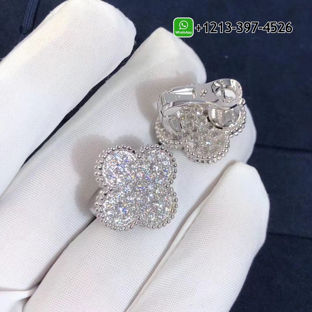 Van-Cleef-Arpels-18k-White-Gold-Pave-Diamond-Singe-Motif-Magic-Alhambra-Earrings-VCARN9ZR00-2.jpg Custom Made Best Quality 1:1 Van Cleef & Arpels 18k White Gold Pave Diamond Singe Motif Magic Alhambra Earrings - High Quality 18k Gold and Diamond Luxury Distinctive Collection Designer Jewelry Customized Factory Price - Image 3