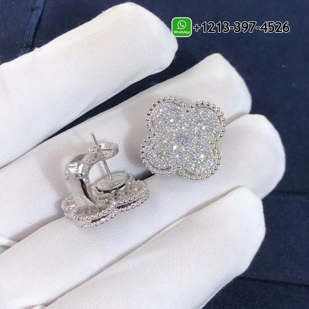 Van-Cleef-Arpels-18k-White-Gold-Pave-Diamond-Singe-Motif-Magic-Alhambra-Earrings-VCARN9ZR00-3.jpg Custom Made Best Quality 1:1 Van Cleef & Arpels 18k White Gold Pave Diamond Singe Motif Magic Alhambra Earrings - High Quality 18k Gold and Diamond Luxury Distinctive Collection Designer Jewelry Customized Factory Price - Image 4
