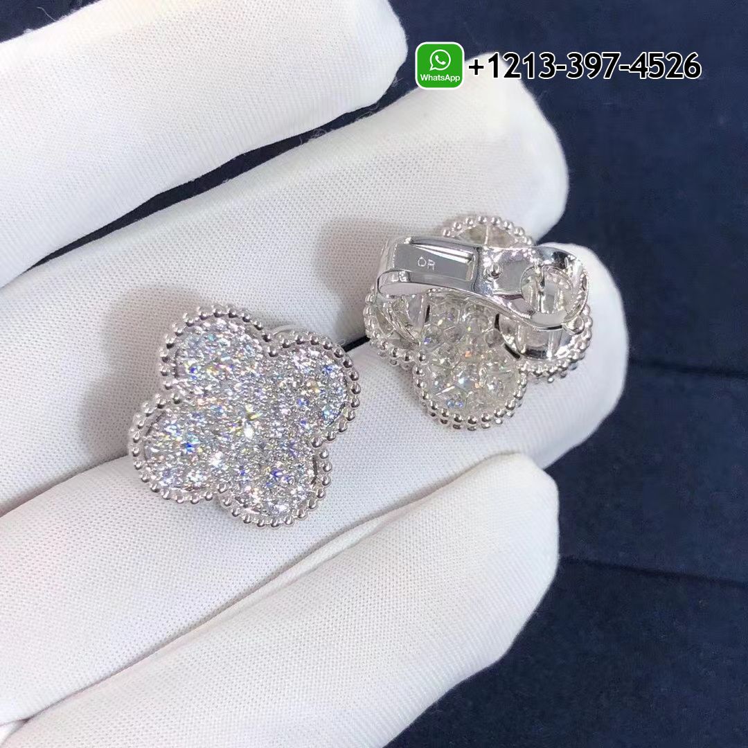 Van-Cleef-Arpels-18k-White-Gold-Pave-Diamond-Singe-Motif-Magic-Alhambra-Earrings-VCARN9ZR00-4.jpg Custom Made Best Quality 1:1 Van Cleef & Arpels 18k White Gold Pave Diamond Singe Motif Magic Alhambra Earrings - High Quality 18k Gold and Diamond Luxury Distinctive Collection Designer Jewelry Customized Factory Price - Image 5