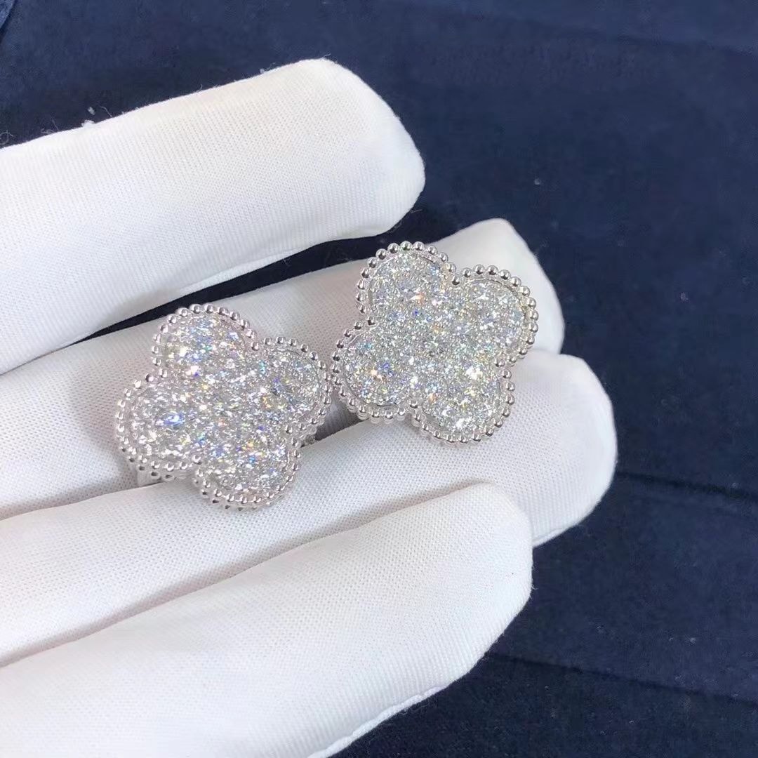 van cleef arpels 18k white gold pave diamond singe motif magic alhambra earrings vcarn9zr00 6