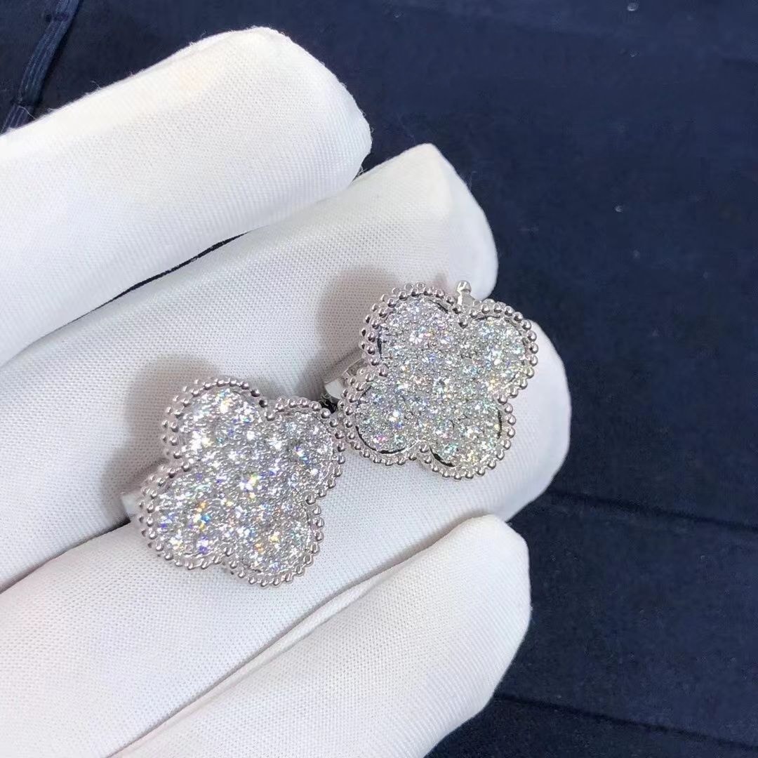 van cleef arpels 18k white gold pave diamond singe motif magic alhambra earrings vcarn9zr00 7