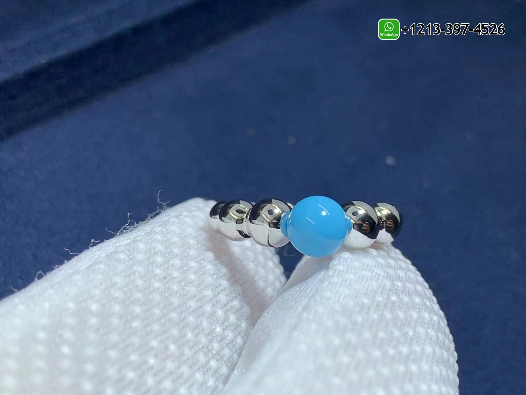 Van-Cleef-Arpels-18k-White-Gold-Perlee-Couleurs-Variation-Turquoise-Ring-VCARO63G00-1.jpg Custom Made Best Quality 1:1 Cheap Van Cleef & Arpels 18k White Gold Perlée Couleurs Variation Turquoise Ring - High Quality 18k Gold and Diamond Luxury Distinctive Collection Designer Jewelry Customized Factory Price - Image 2