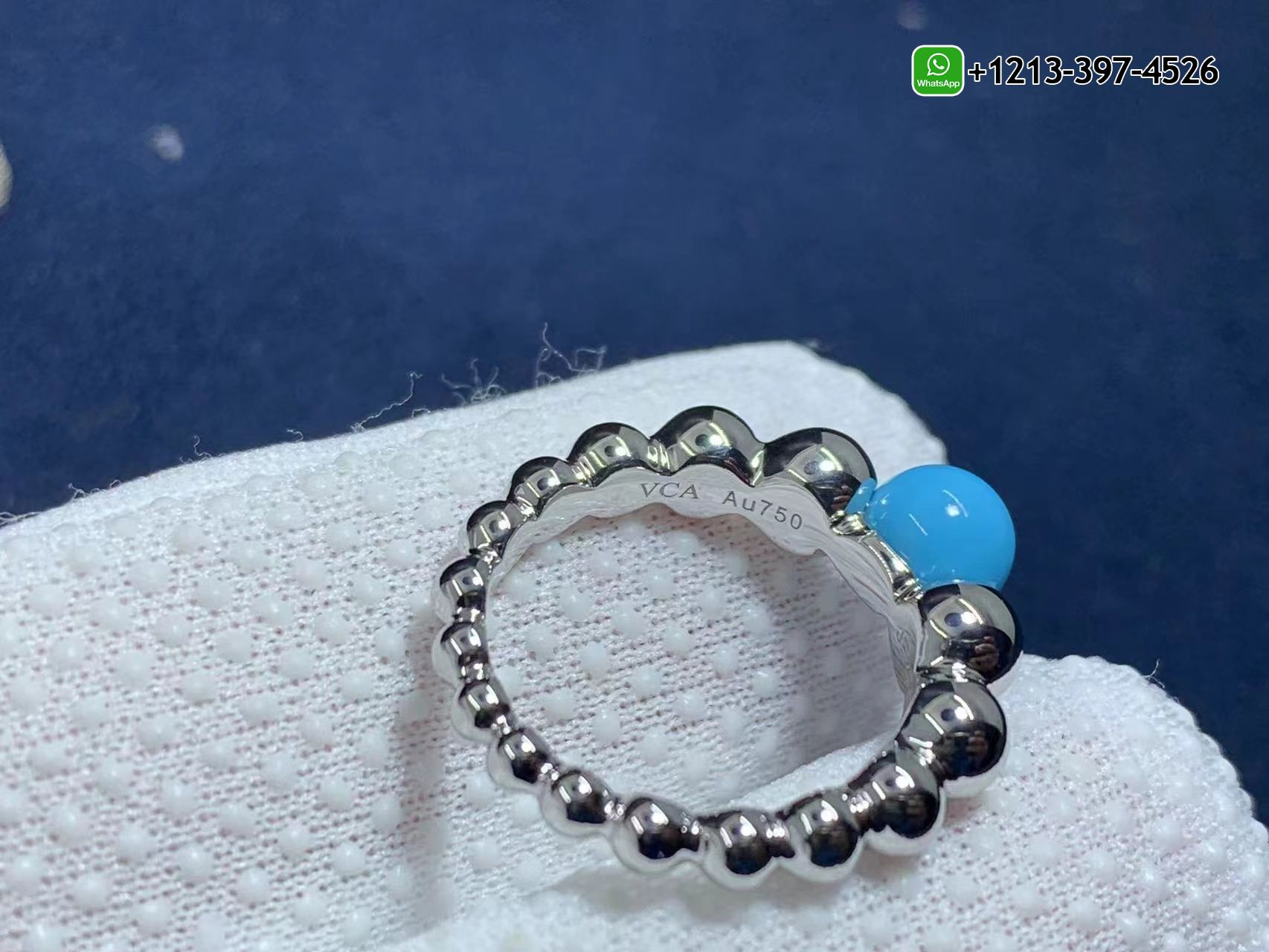 Van-Cleef-Arpels-18k-White-Gold-Perlee-Couleurs-Variation-Turquoise-Ring-VCARO63G00-2.jpg Custom Made Best Quality 1:1 Cheap Van Cleef & Arpels 18k White Gold Perlée Couleurs Variation Turquoise Ring - High Quality 18k Gold and Diamond Luxury Distinctive Collection Designer Jewelry Customized Factory Price - Image 3
