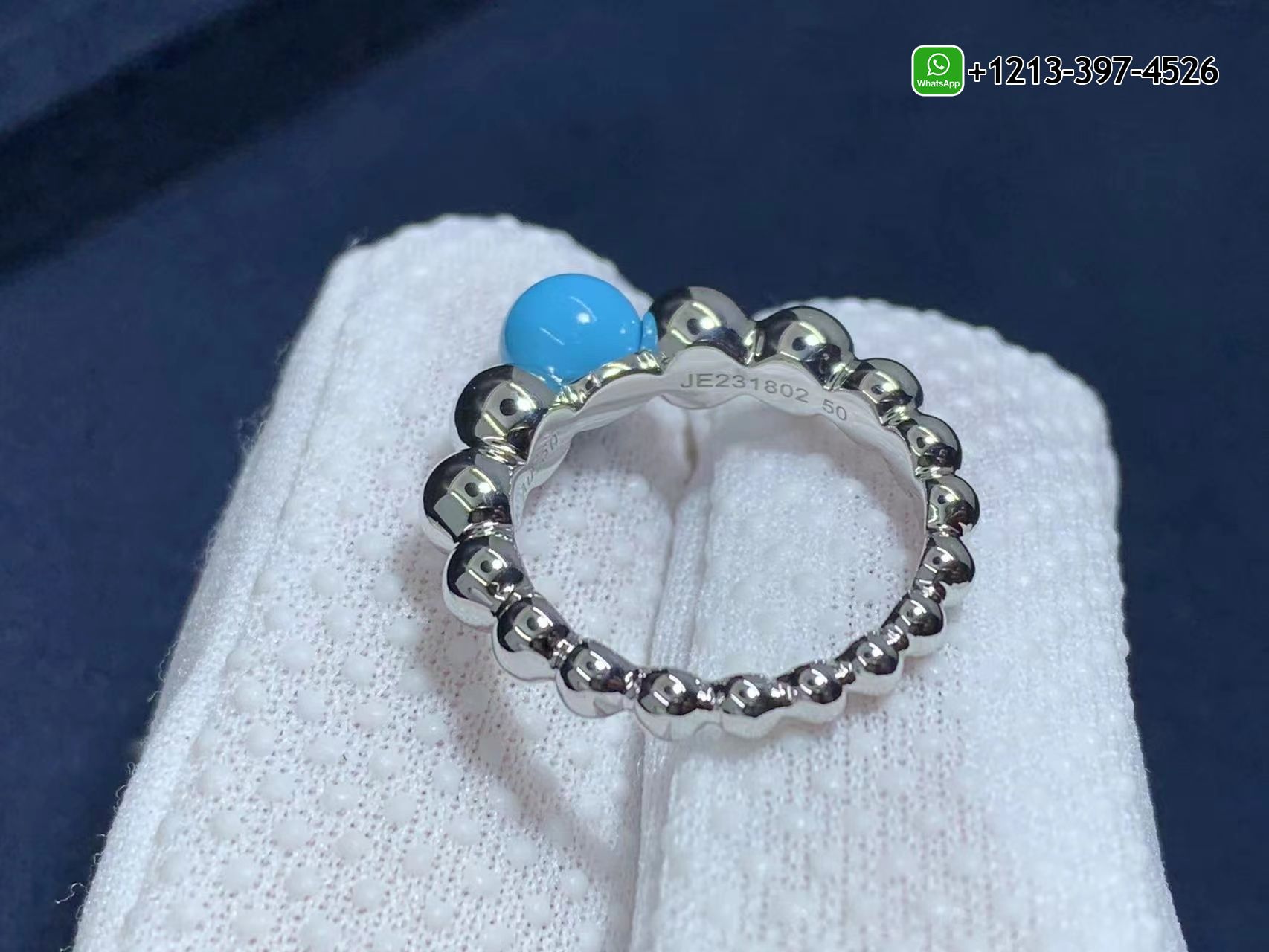 Van-Cleef-Arpels-18k-White-Gold-Perlee-Couleurs-Variation-Turquoise-Ring-VCARO63G00-3.jpg Custom Made Best Quality 1:1 Cheap Van Cleef & Arpels 18k White Gold Perlée Couleurs Variation Turquoise Ring - High Quality 18k Gold and Diamond Luxury Distinctive Collection Designer Jewelry Customized Factory Price - Image 4