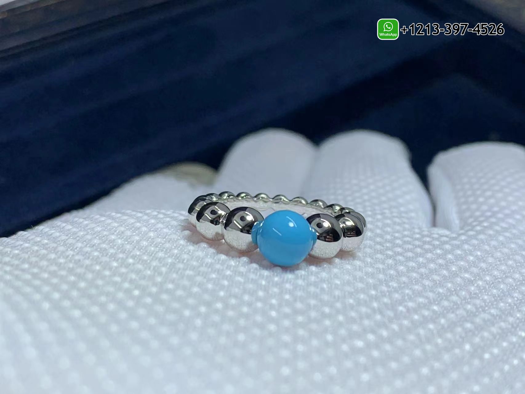 Van-Cleef-Arpels-18k-White-Gold-Perlee-Couleurs-Variation-Turquoise-Ring-VCARO63G00-5.jpg Custom Made Best Quality 1:1 Cheap Van Cleef & Arpels 18k White Gold Perlée Couleurs Variation Turquoise Ring - High Quality 18k Gold and Diamond Luxury Distinctive Collection Designer Jewelry Customized Factory Price - Image 6