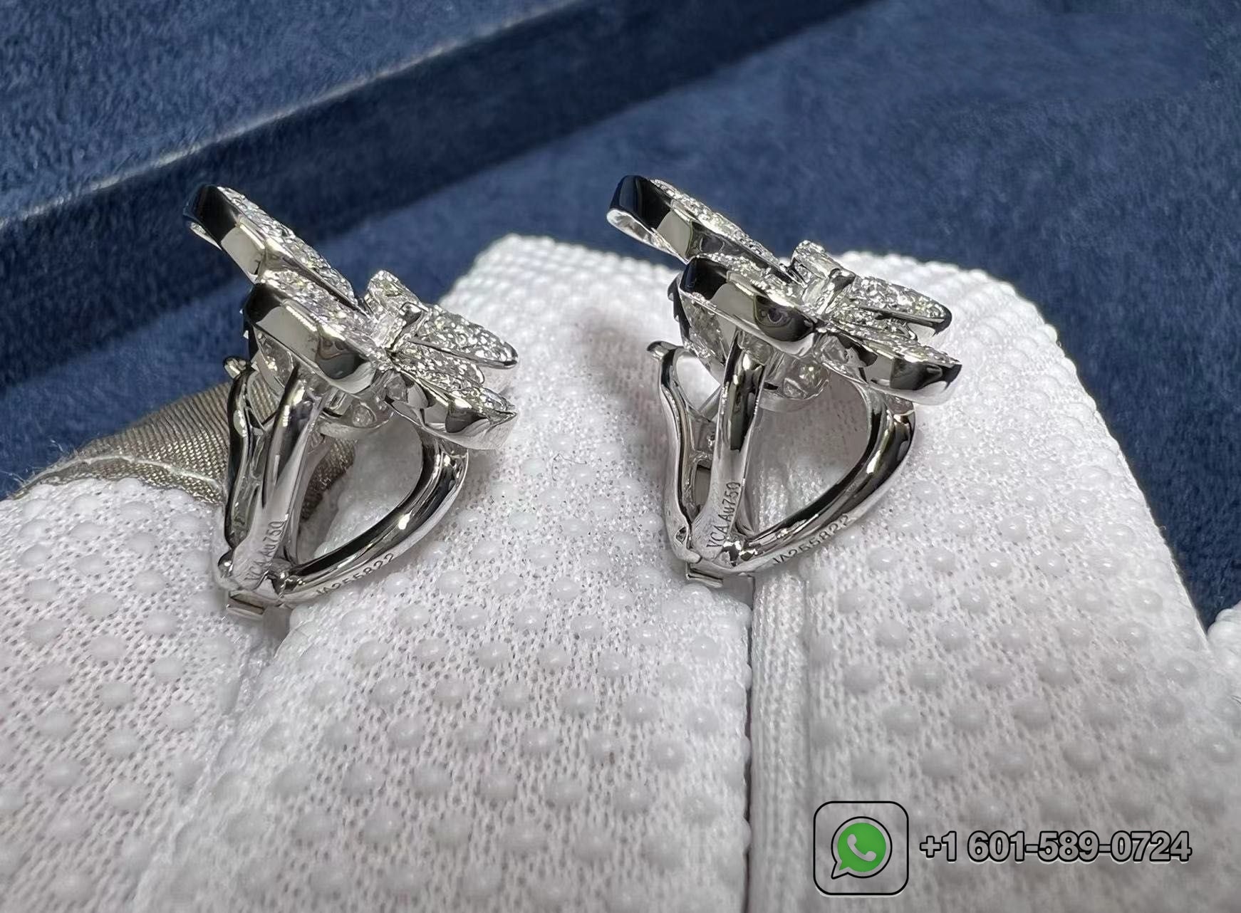 van cleef arpels 18k white gold two butterfly diamond earrings vcarb82900 2