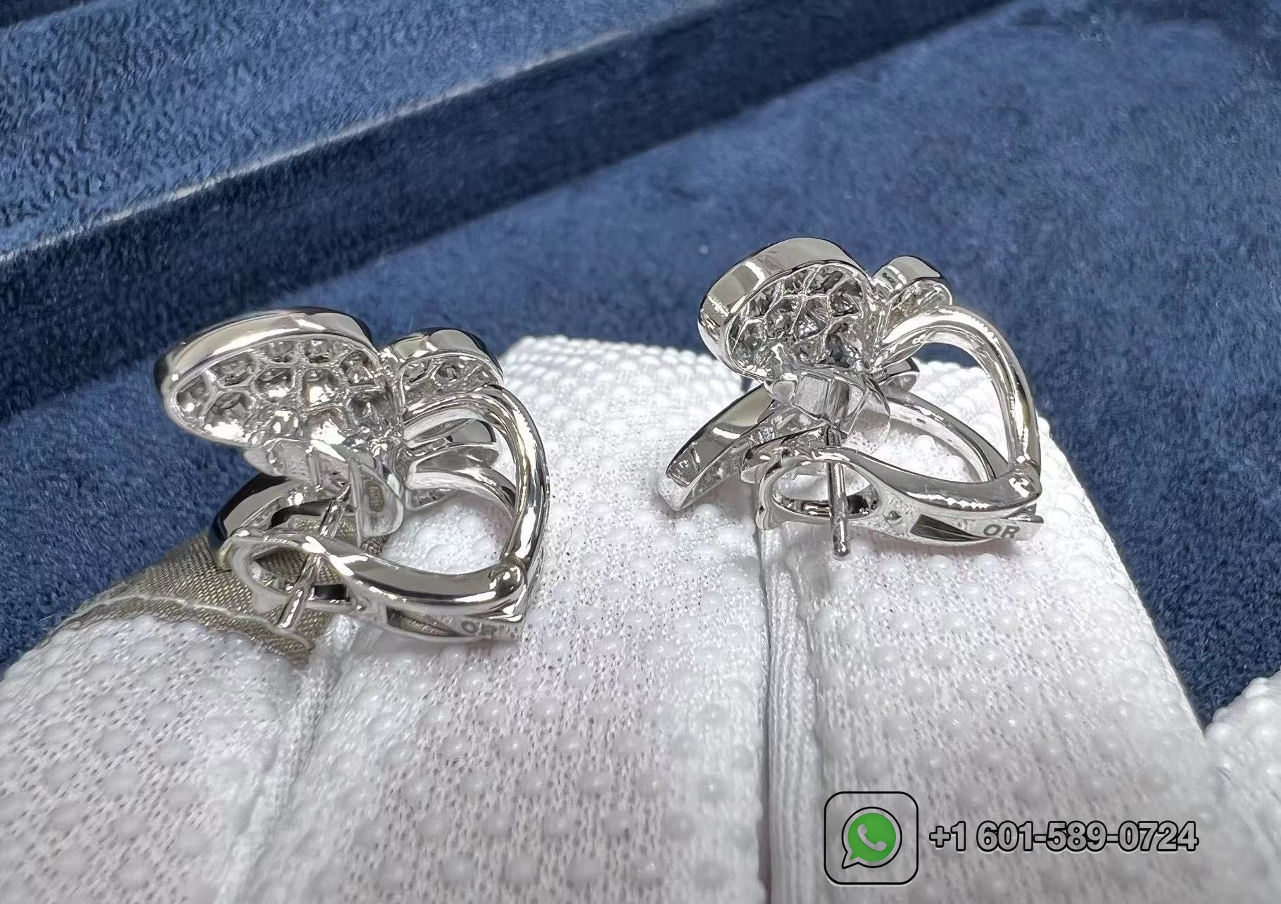 van cleef arpels 18k white gold two butterfly diamond earrings vcarb82900 3