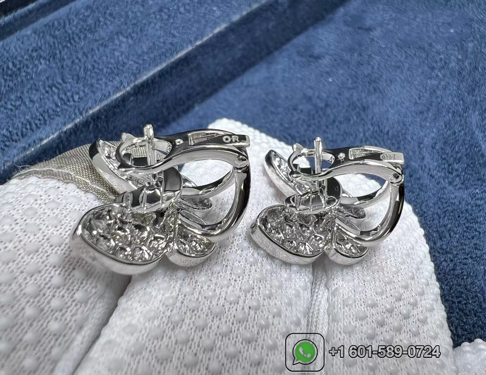 van cleef arpels 18k white gold two butterfly diamond earrings vcarb82900 4