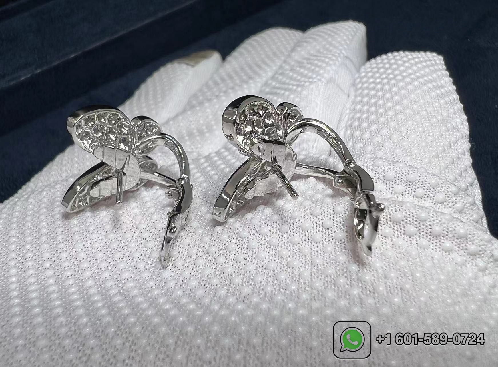 van cleef arpels 18k white gold two butterfly diamond earrings vcarb82900 7