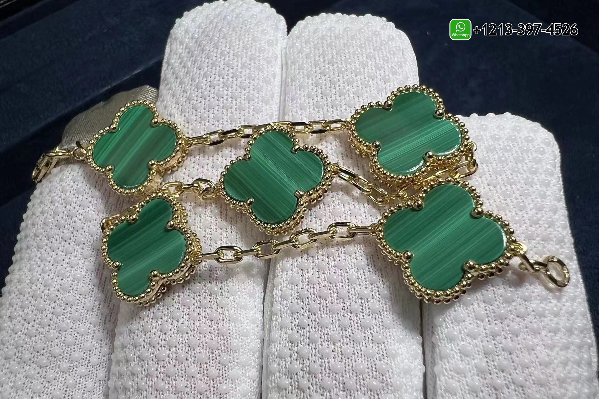 Van-Cleef-Arpels-18k-Yellow-Gold-5-Motif-Malachite-Vintage-Alhambra-Bracelet-VCARL80900-3.jpg Best Sellers 1:1 Quality Cheap Custom Made Van Cleef & Arpels 18k Yellow Gold 5 Motif Malachite Vintage Alhambra Bracelet - High Quality 18k Gold and Diamond Luxury Distinctive Collection Designer Jewelry Customized Factory Price - Image 3