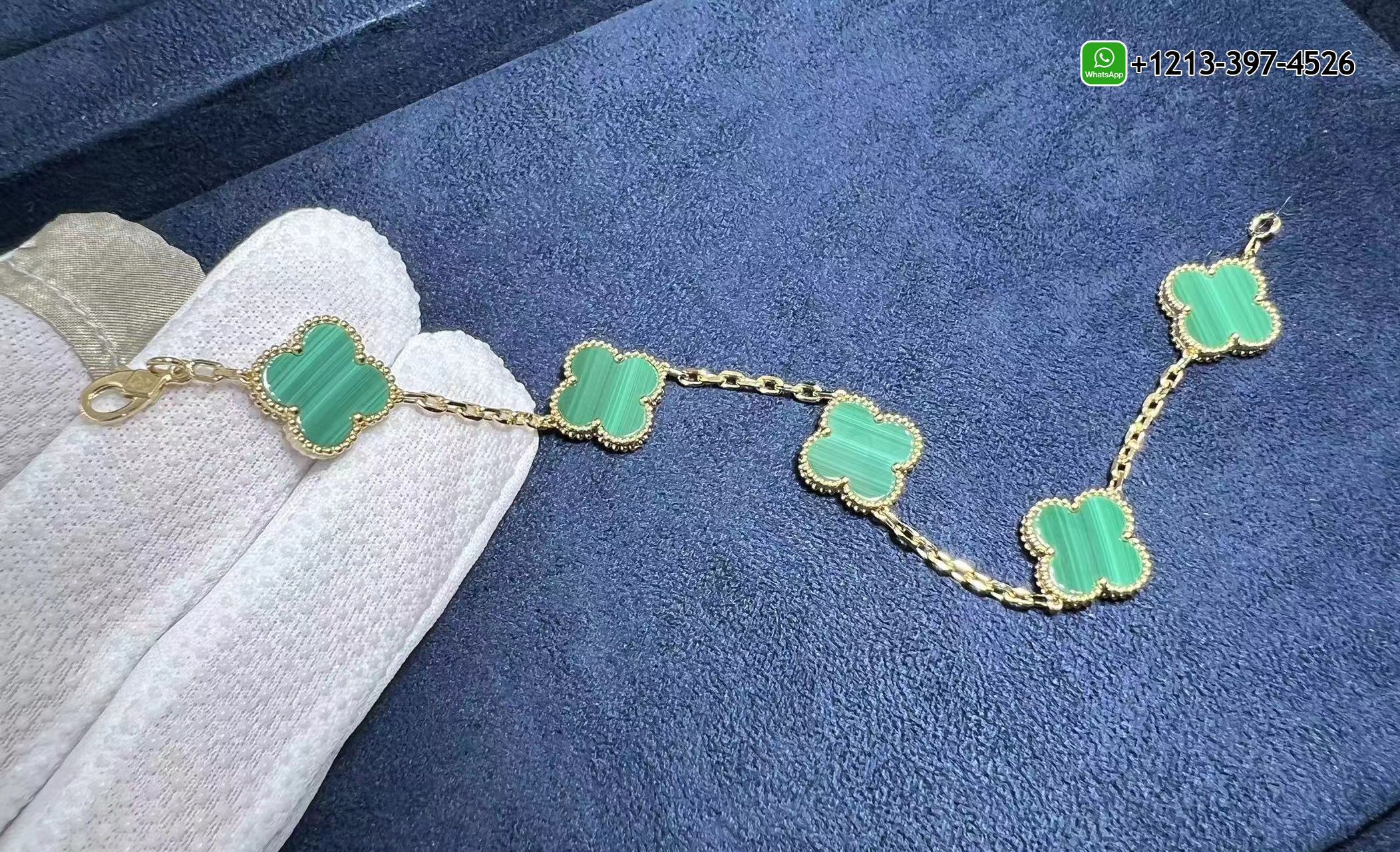 Van-Cleef-Arpels-18k-Yellow-Gold-5-Motif-Malachite-Vintage-Alhambra-Bracelet-VCARL80900-4.jpg Best Sellers 1:1 Quality Cheap Custom Made Van Cleef & Arpels 18k Yellow Gold 5 Motif Malachite Vintage Alhambra Bracelet - High Quality 18k Gold and Diamond Luxury Distinctive Collection Designer Jewelry Customized Factory Price - Image 4