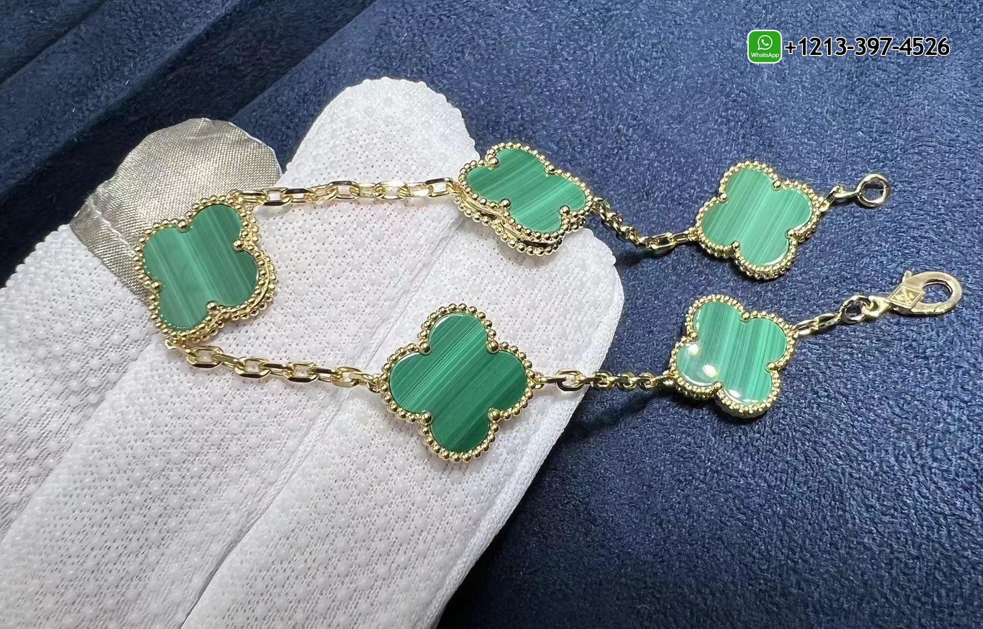 Van-Cleef-Arpels-18k-Yellow-Gold-5-Motif-Malachite-Vintage-Alhambra-Bracelet-VCARL80900-5.jpg Best Sellers 1:1 Quality Cheap Custom Made Van Cleef & Arpels 18k Yellow Gold 5 Motif Malachite Vintage Alhambra Bracelet - High Quality 18k Gold and Diamond Luxury Distinctive Collection Designer Jewelry Customized Factory Price - Image 5