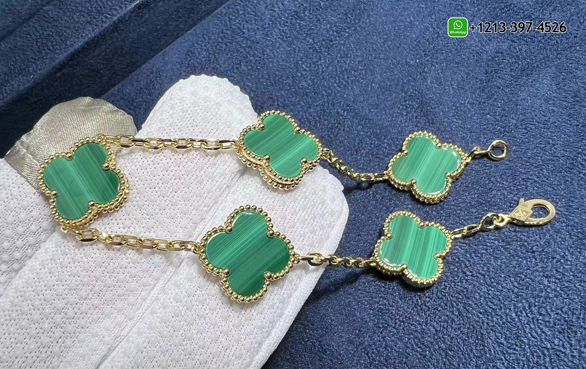 Van-Cleef-Arpels-18k-Yellow-Gold-5-Motif-Malachite-Vintage-Alhambra-Bracelet-VCARL80900-6.jpg Best Sellers 1:1 Quality Cheap Custom Made Van Cleef & Arpels 18k Yellow Gold 5 Motif Malachite Vintage Alhambra Bracelet - High Quality 18k Gold and Diamond Luxury Distinctive Collection Designer Jewelry Customized Factory Price - Image 6