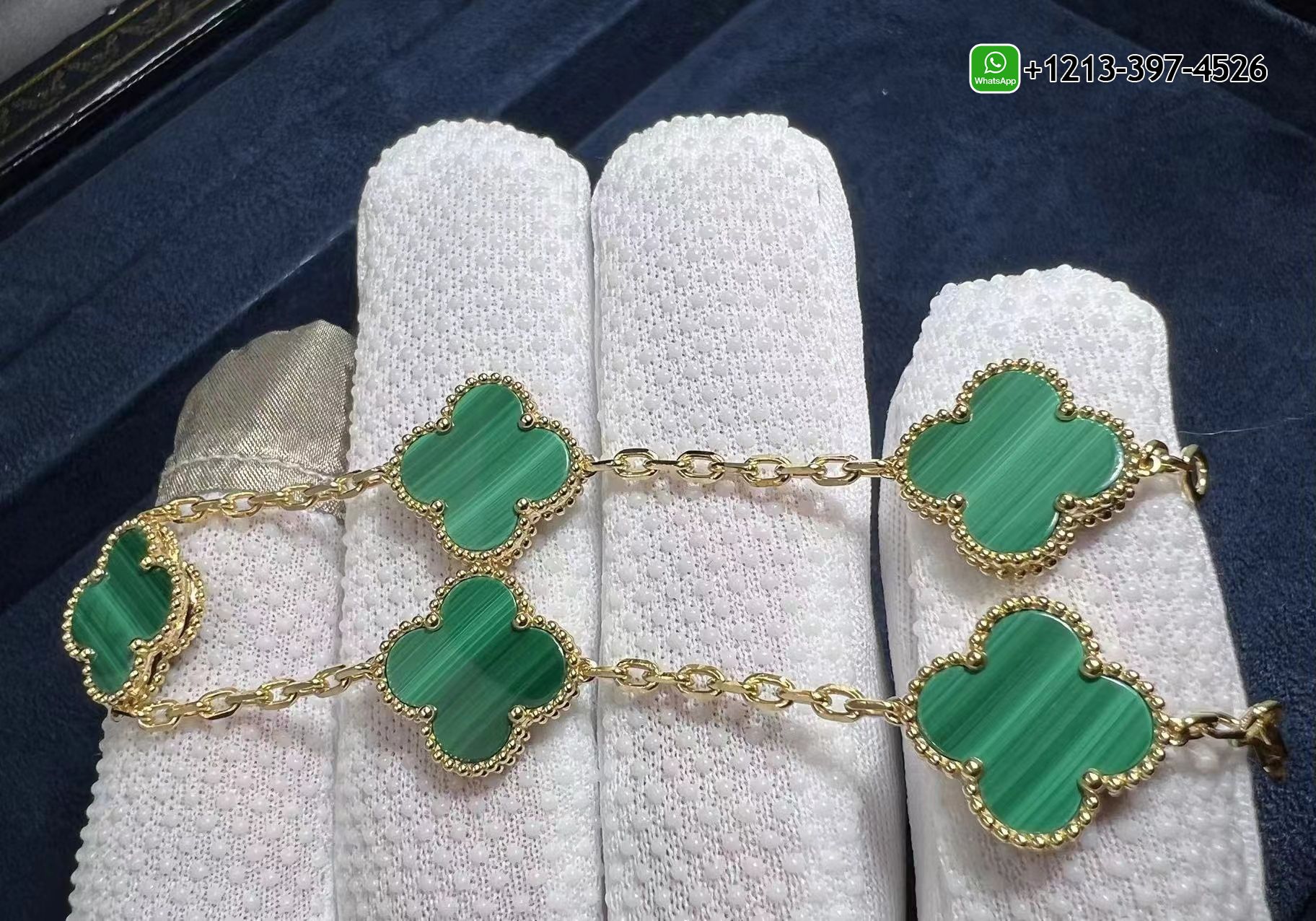 Van-Cleef-Arpels-18k-Yellow-Gold-5-Motif-Malachite-Vintage-Alhambra-Bracelet-VCARL80900-7.jpg Best Sellers 1:1 Quality Cheap Custom Made Van Cleef & Arpels 18k Yellow Gold 5 Motif Malachite Vintage Alhambra Bracelet - High Quality 18k Gold and Diamond Luxury Distinctive Collection Designer Jewelry Customized Factory Price - Image 7