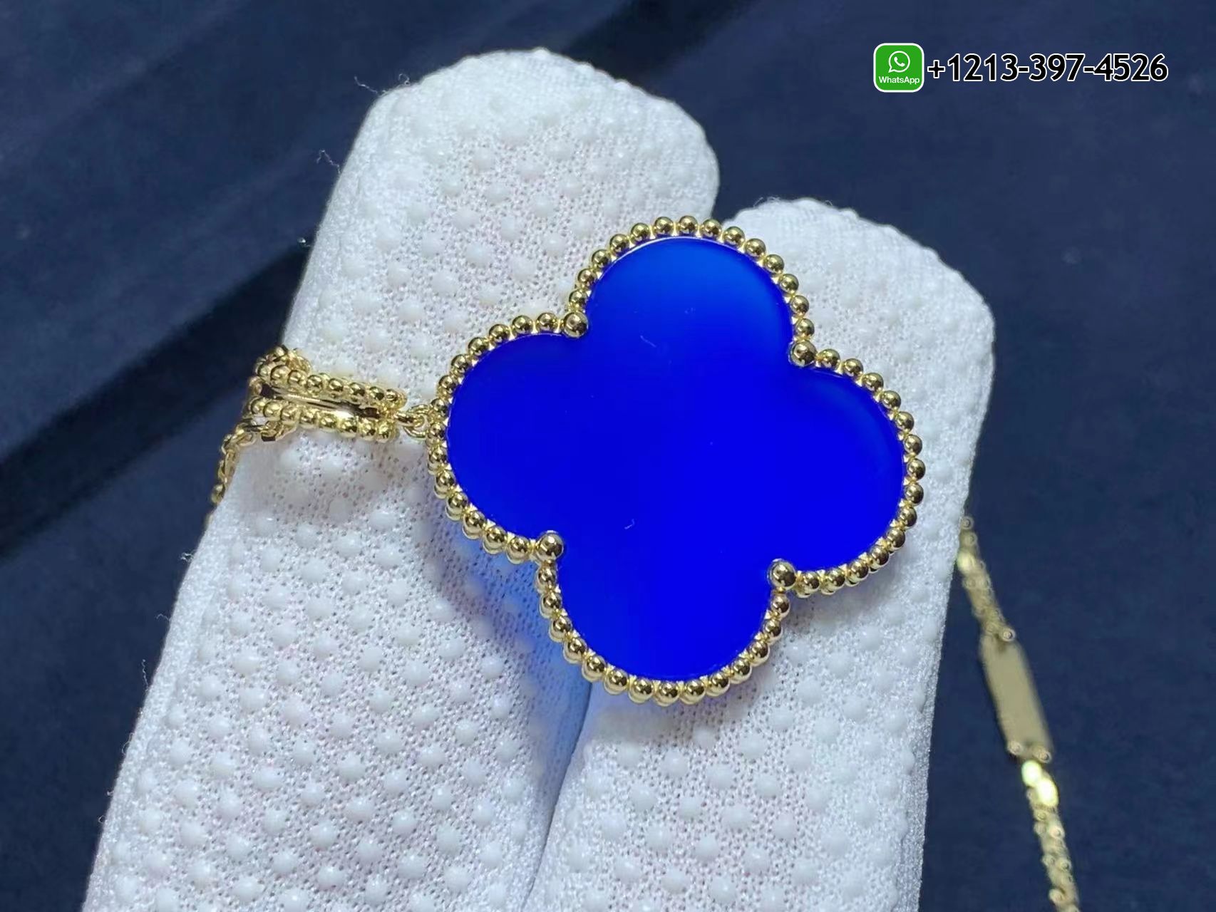 Van-Cleef-Arpels-18k-Yellow-Gold-Blue-Agate-1-Motif-Magic-Alhambra-Long-Necklace-VCARP6LA00-5.jpg Custom Made Best Quality 1:1 Cheap Van Cleef & Arpels 18k Yellow Gold Blue Agate 1 Motif Magic Alhambra Long Necklace - High Quality 18k Gold and Diamond Luxury Distinctive Collection Designer Jewelry Customized Factory Price - Image 6