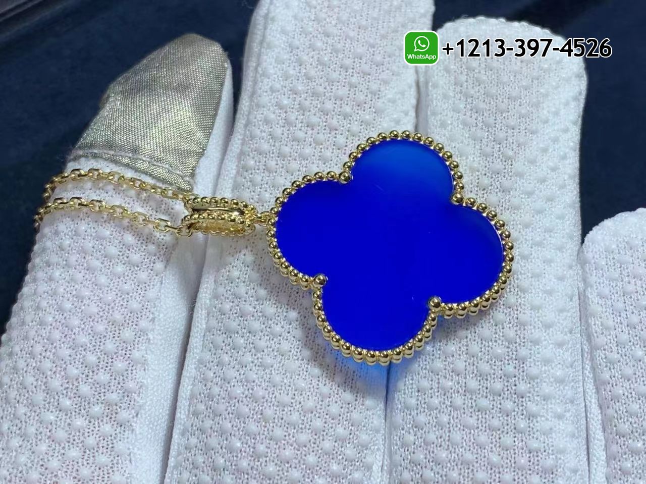 Van-Cleef-Arpels-18k-Yellow-Gold-Blue-Agate-1-Motif-Magic-Alhambra-Long-Necklace-VCARP6LA00-6.jpg Custom Made Best Quality 1:1 Cheap Van Cleef & Arpels 18k Yellow Gold Blue Agate 1 Motif Magic Alhambra Long Necklace - High Quality 18k Gold and Diamond Luxury Distinctive Collection Designer Jewelry Customized Factory Price - Image 7