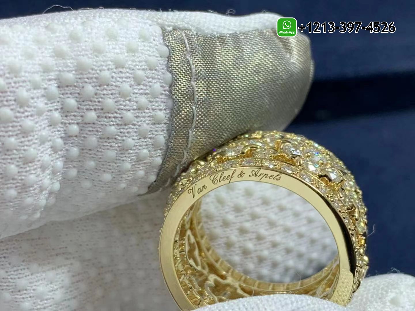 Van-Cleef-Arpels-18k-Yellow-Gold-Diamonds-Snowflake-Ring-VCARO3RV00-1.jpg Custom Made Best Quality 1:1 Van Cleef & Arpels 18k Yellow Gold Diamonds Snowflake Ring - High Quality 18k Gold and Diamond Luxury Distinctive Collection Designer Jewelry Customized Factory Price - Image 2