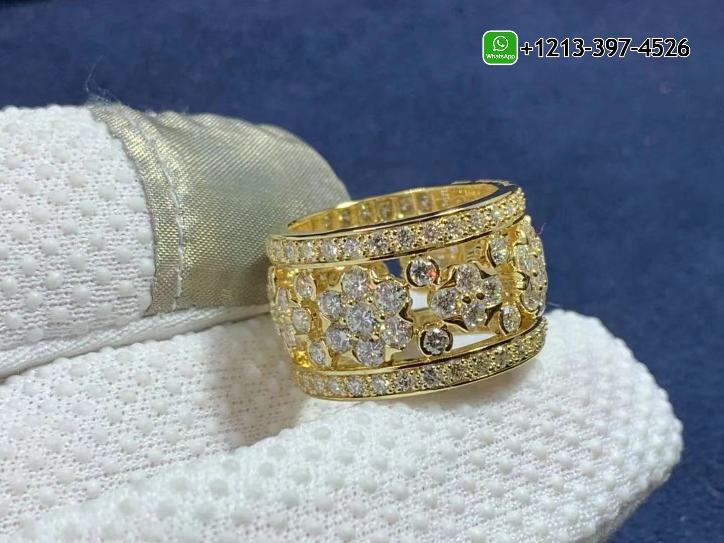 Van-Cleef-Arpels-18k-Yellow-Gold-Diamonds-Snowflake-Ring-VCARO3RV00-2.jpg Custom Made Best Quality 1:1 Van Cleef & Arpels 18k Yellow Gold Diamonds Snowflake Ring - High Quality 18k Gold and Diamond Luxury Distinctive Collection Designer Jewelry Customized Factory Price - Image 3
