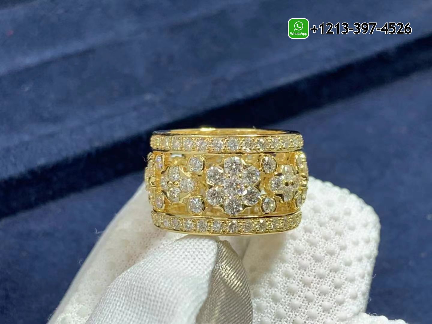 Van-Cleef-Arpels-18k-Yellow-Gold-Diamonds-Snowflake-Ring-VCARO3RV00-4.jpg Custom Made Best Quality 1:1 Van Cleef & Arpels 18k Yellow Gold Diamonds Snowflake Ring - High Quality 18k Gold and Diamond Luxury Distinctive Collection Designer Jewelry Customized Factory Price - Image 5