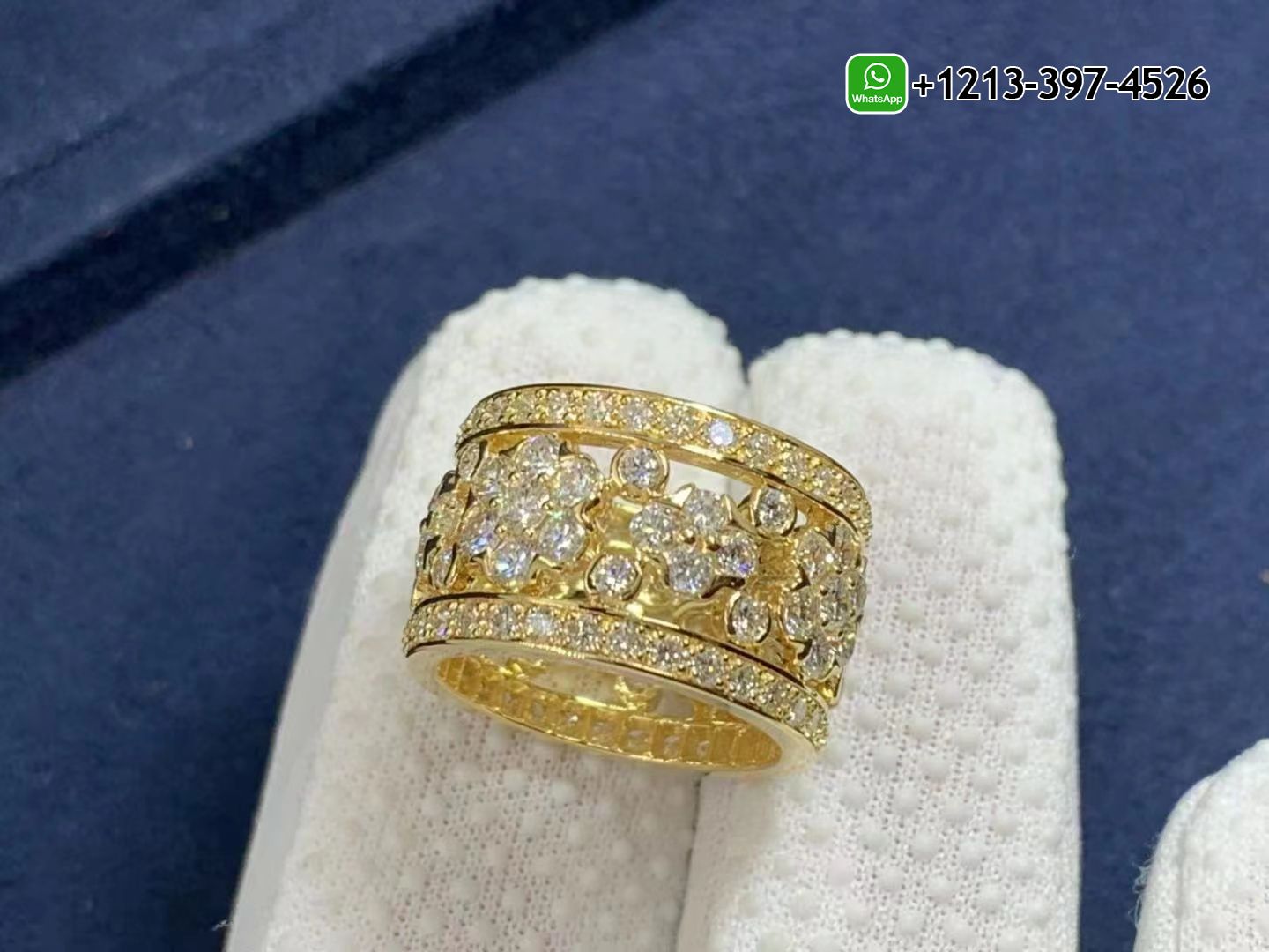 Van-Cleef-Arpels-18k-Yellow-Gold-Diamonds-Snowflake-Ring-VCARO3RV00-6.jpg Custom Made Best Quality 1:1 Van Cleef & Arpels 18k Yellow Gold Diamonds Snowflake Ring - High Quality 18k Gold and Diamond Luxury Distinctive Collection Designer Jewelry Customized Factory Price - Image 7