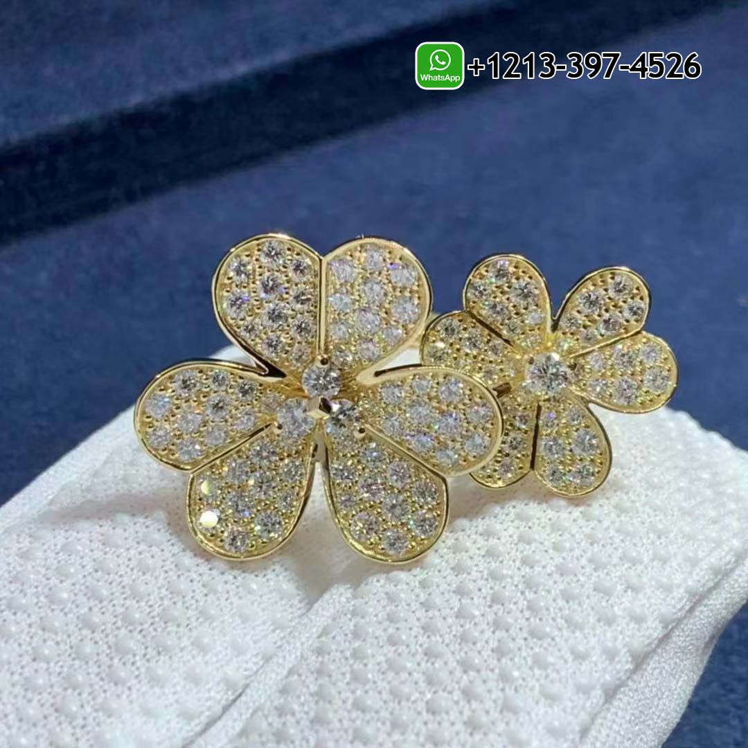 ​Custom Made Best Quality 1:1 Cheap Van Cleef & Arpels 18k Yellow Gold Frivole Diamond Between-the-finger Ring - High Quality 18k Gold and Diamond Luxury Distinctive Collection Designer Jewelry Customized Factory Price