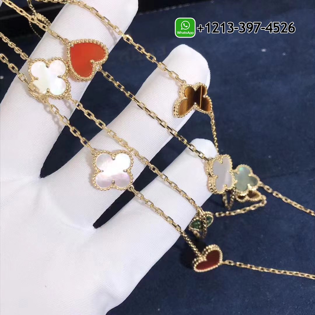 Van-Cleef-Arpels-18k-Yellow-Gold-Gems-12-Motifs-Lucky-Alhambra-Long-Necklace-VCARD80100-4.jpg Van Cleef & Arpels 18k Yellow Gold Gems 12 Motifs Lucky Alhambra Long Necklace VCARD80100 - High Quality 18k Gold and Diamond Luxury Distinctive Collection Designer Jewelry Customized Factory Price - Image 3