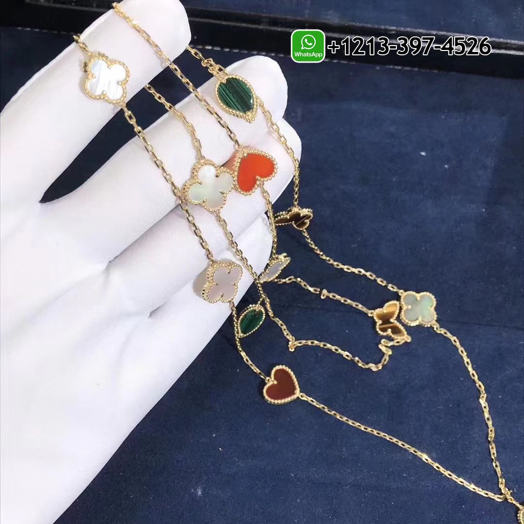 Van-Cleef-Arpels-18k-Yellow-Gold-Gems-12-Motifs-Lucky-Alhambra-Long-Necklace-VCARD80100-5.jpg Van Cleef & Arpels 18k Yellow Gold Gems 12 Motifs Lucky Alhambra Long Necklace VCARD80100 - High Quality 18k Gold and Diamond Luxury Distinctive Collection Designer Jewelry Customized Factory Price - Image 5
