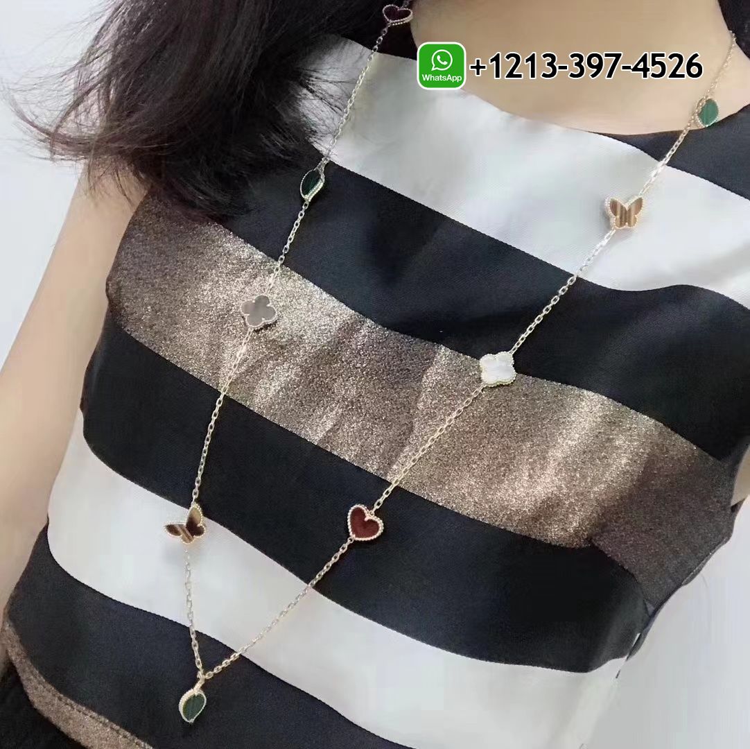 Van-Cleef-Arpels-18k-Yellow-Gold-Gems-12-Motifs-Lucky-Alhambra-Long-Necklace-VCARD80100-7.jpg Van Cleef & Arpels 18k Yellow Gold Gems 12 Motifs Lucky Alhambra Long Necklace VCARD80100 - High Quality 18k Gold and Diamond Luxury Distinctive Collection Designer Jewelry Customized Factory Price - Image 8