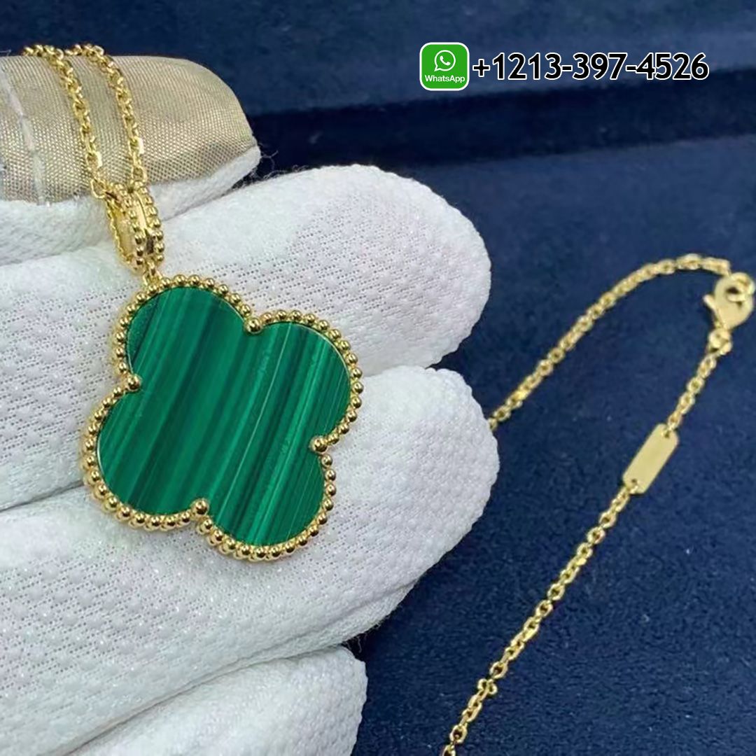 Van Cleef Arpels 18k Yellow Gold Malachite 1 Motif Magic Alhambra Necklace VCARO3MG00 1