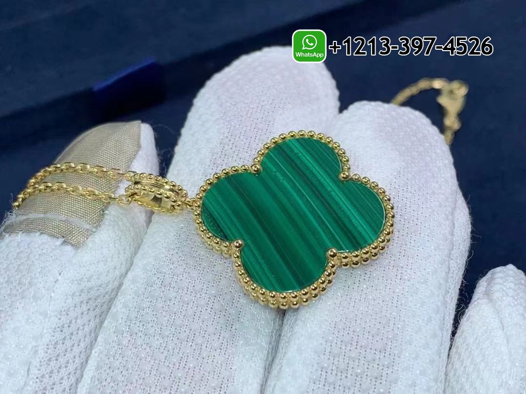 Van-Cleef-Arpels-18k-Yellow-Gold-Malachite-1-Motif-Magic-Alhambra-Necklace-VCARO3MG00.jpg Custom Made Best Quality 1:1 Van Cleef & Arpels 18k Yellow Gold Malachite 1 Motif Magic Alhambra Necklace - High Quality 18k Gold and Diamond Luxury Distinctive Collection Designer Jewelry Customized Factory Price - Image 2
