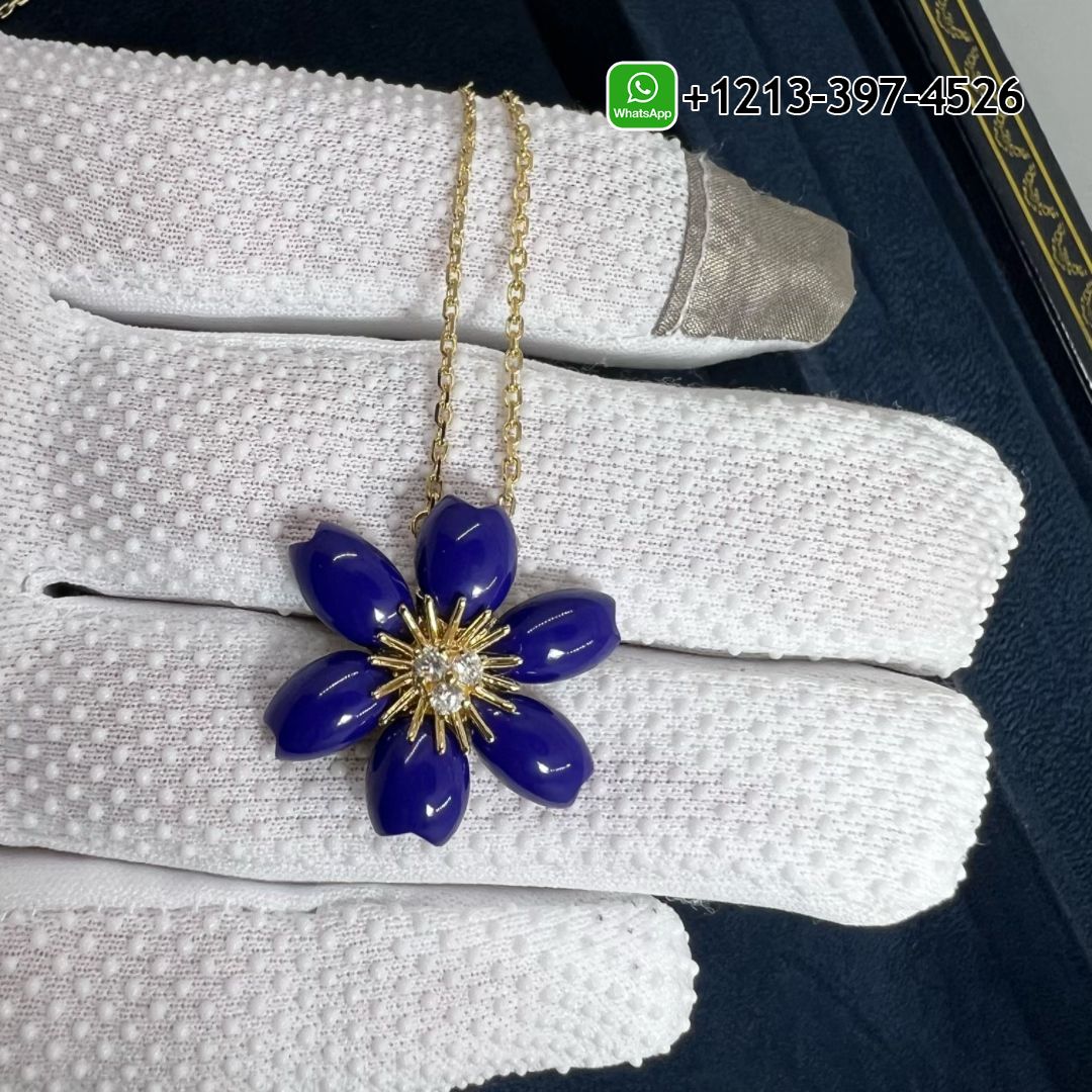 Van-Cleef-Arpels-18k-Yellow-Gold-MiNi-Model-Lapis-Lazuli-Flower-Rose-de-Noel-Pendant-Necklace-VCARP7T200-1.jpg Custom Made Best Sellers Quality 1:1 Van Cleef & Arpels 18k Yellow Gold MiNi Model Lapis Lazuli Flower Rose de Noel Pendant Necklace - High Quality 18k Gold and Diamond Luxury Distinctive Collection Designer Jewelry Customized Factory Price - Image 2