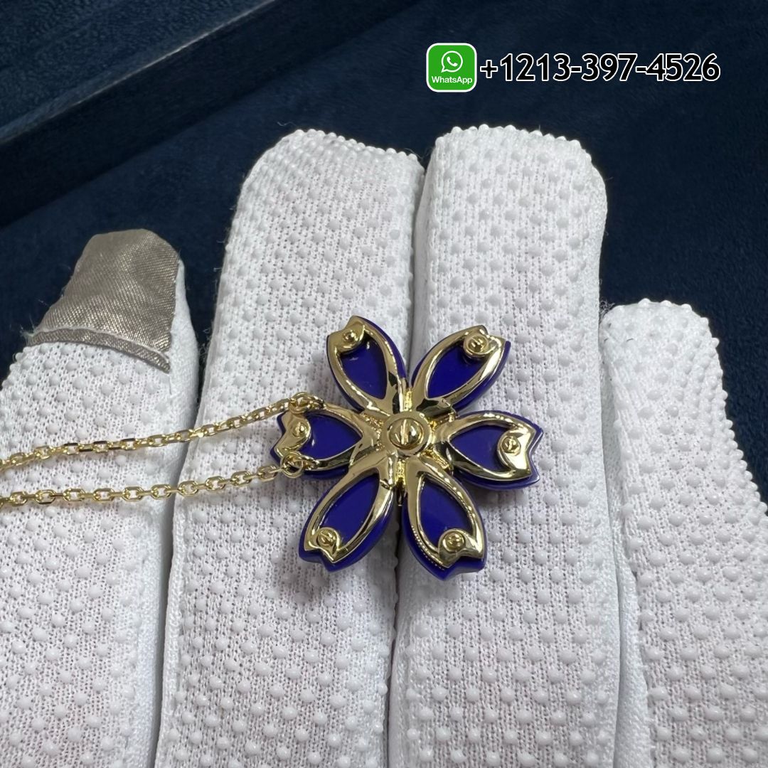 Van-Cleef-Arpels-18k-Yellow-Gold-MiNi-Model-Lapis-Lazuli-Flower-Rose-de-Noel-Pendant-Necklace-VCARP7T200-4.jpg Custom Made Best Sellers Quality 1:1 Van Cleef & Arpels 18k Yellow Gold MiNi Model Lapis Lazuli Flower Rose de Noel Pendant Necklace - High Quality 18k Gold and Diamond Luxury Distinctive Collection Designer Jewelry Customized Factory Price - Image 5