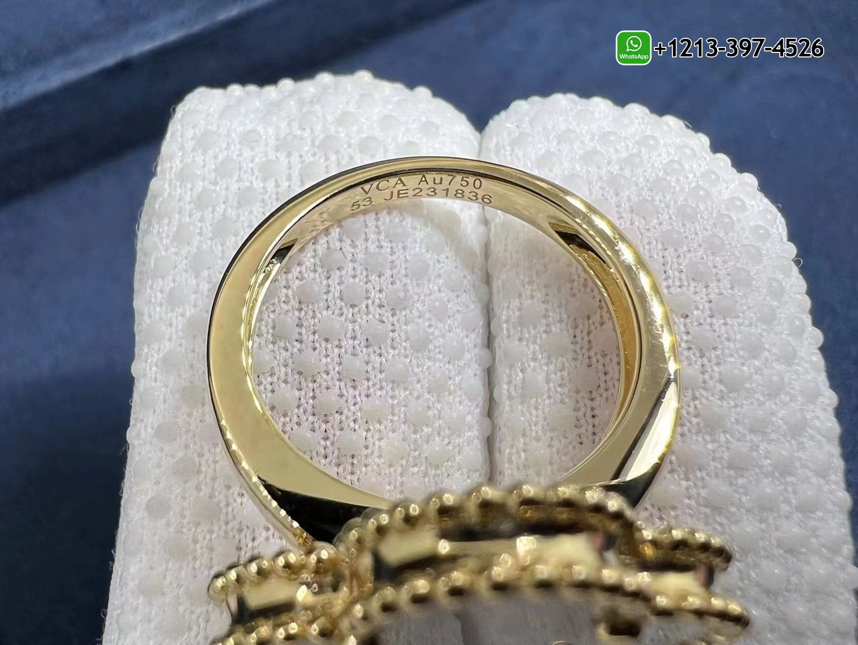 Van-Cleef-Arpels-18k-Yellow-Gold-Mother-of-Pearl-Magic-Alhambra-Ring-VCARF78900-1.jpg Real 1:1 High Quality 18k Gold Top Brand Jewelry Customized - High Quality 18k Gold and Diamond Luxury Distinctive Collection Designer Jewelry Customized Factory Price - Image 3