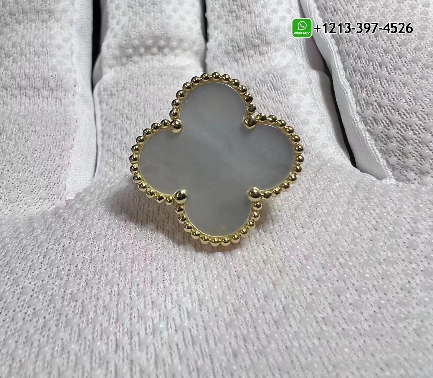 Van-Cleef-Arpels-18k-Yellow-Gold-Mother-of-Pearl-Magic-Alhambra-Ring-VCARF78900-2.jpg Real 1:1 High Quality 18k Gold Top Brand Jewelry Customized - High Quality 18k Gold and Diamond Luxury Distinctive Collection Designer Jewelry Customized Factory Price - Image 2