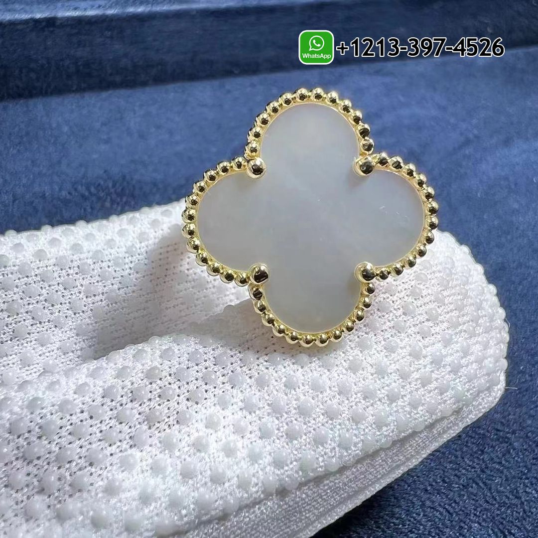 Van-Cleef-Arpels-18k-Yellow-Gold-Mother-of-Pearl-Magic-Alhambra-Ring-VCARF78900.jpg Real 1:1 High Quality 18k Gold Top Brand Jewelry Customized - High Quality 18k Gold and Diamond Luxury Distinctive Collection Designer Jewelry Customized Factory Price