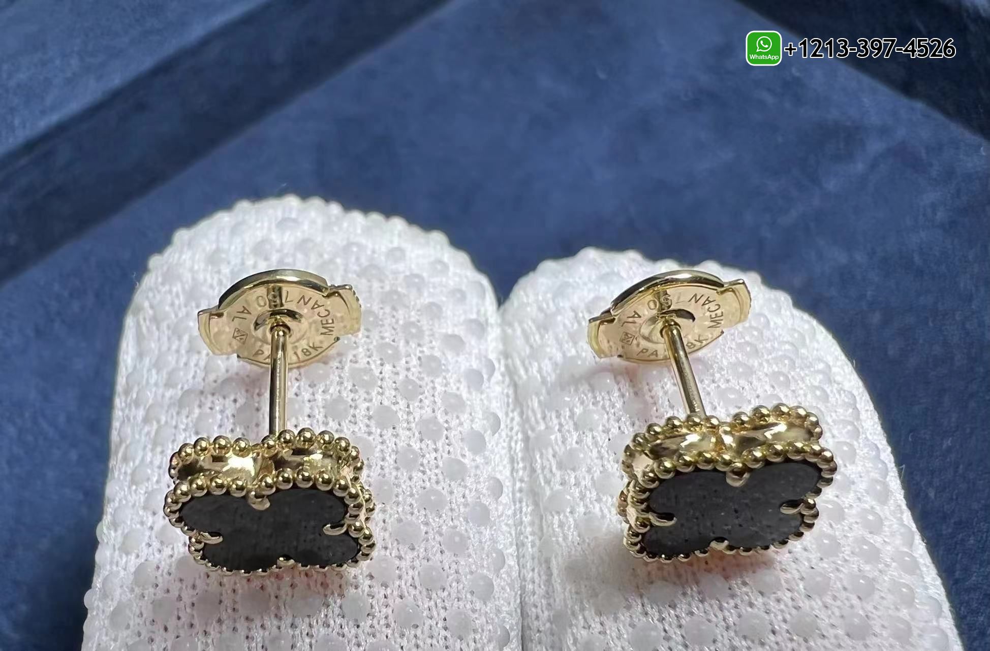 Van-Cleef-Arpels-18k-Yellow-Gold-Sweet-Alhambra-Onyx-Earstud-Earrings-VCARA44900-1.jpg Best Sellers 1:1 Quality Cheap Custom Made Van Cleef & Arpels 18k Yellow Gold Sweet Alhambra Onyx Earstud Earrings - High Quality 18k Gold and Diamond Luxury Distinctive Collection Designer Jewelry Customized Factory Price - Image 2