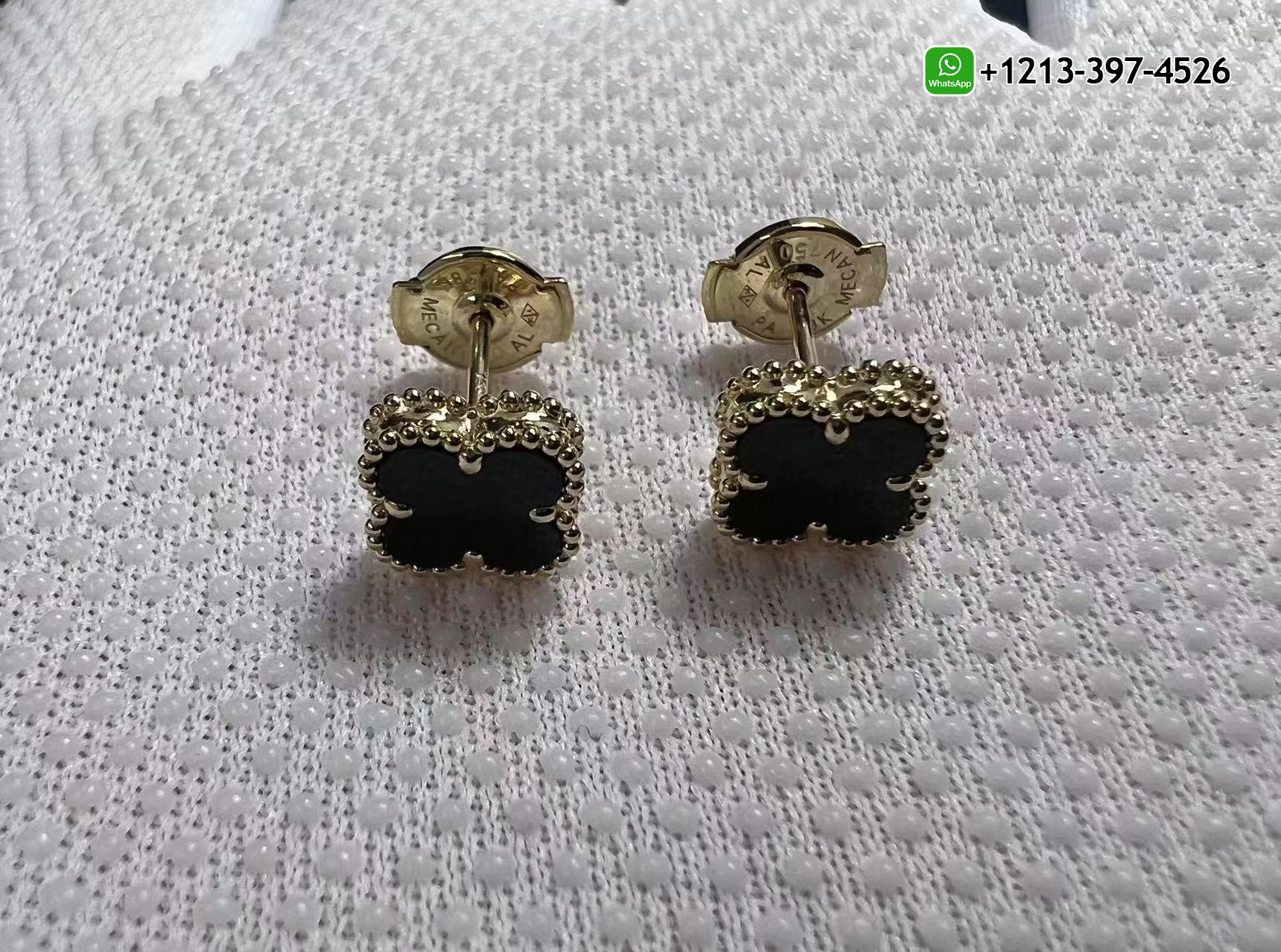 Van-Cleef-Arpels-18k-Yellow-Gold-Sweet-Alhambra-Onyx-Earstud-Earrings-VCARA44900-5.jpg Best Sellers 1:1 Quality Cheap Custom Made Van Cleef & Arpels 18k Yellow Gold Sweet Alhambra Onyx Earstud Earrings - High Quality 18k Gold and Diamond Luxury Distinctive Collection Designer Jewelry Customized Factory Price - Image 6