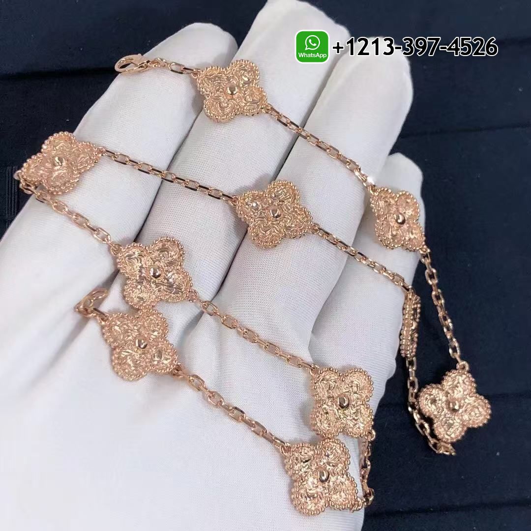 Van-Cleef-Arpels-18k-Yellow-Gold-Vintage-Alhambra-10-Motif-Necklace-VCARN9T100-3.jpg Custom Made Best Sellers Quality 1:1 Van Cleef & Arpels 18k Yellow Gold Vintage Alhambra 10 Motif Necklace - High Quality 18k Gold and Diamond Luxury Distinctive Collection Designer Jewelry Customized Factory Price - Image 4