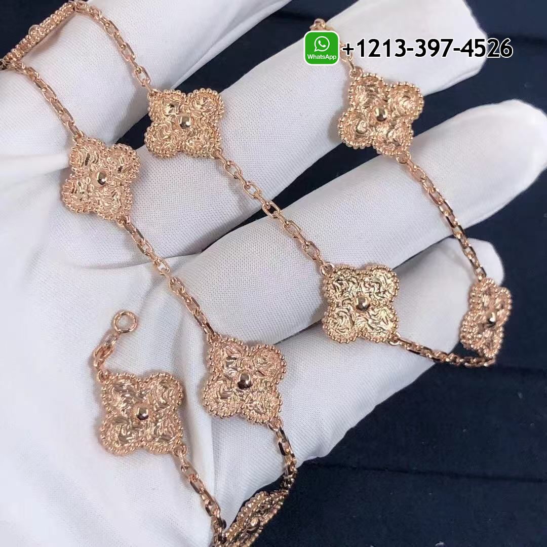 Van-Cleef-Arpels-18k-Yellow-Gold-Vintage-Alhambra-10-Motif-Necklace-VCARN9T100-4.jpg Custom Made Best Sellers Quality 1:1 Van Cleef & Arpels 18k Yellow Gold Vintage Alhambra 10 Motif Necklace - High Quality 18k Gold and Diamond Luxury Distinctive Collection Designer Jewelry Customized Factory Price - Image 5