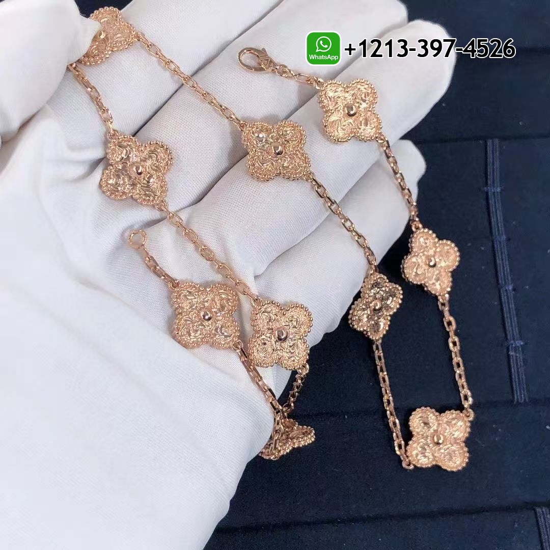Van-Cleef-Arpels-18k-Yellow-Gold-Vintage-Alhambra-10-Motif-Necklace-VCARN9T100-5.jpg Custom Made Best Sellers Quality 1:1 Van Cleef & Arpels 18k Yellow Gold Vintage Alhambra 10 Motif Necklace - High Quality 18k Gold and Diamond Luxury Distinctive Collection Designer Jewelry Customized Factory Price - Image 6