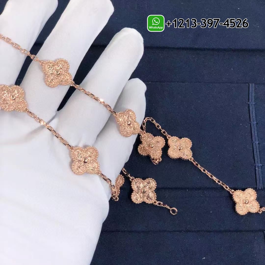 Van-Cleef-Arpels-18k-Yellow-Gold-Vintage-Alhambra-10-Motif-Necklace-VCARN9T100-7.jpg Custom Made Best Sellers Quality 1:1 Van Cleef & Arpels 18k Yellow Gold Vintage Alhambra 10 Motif Necklace - High Quality 18k Gold and Diamond Luxury Distinctive Collection Designer Jewelry Customized Factory Price - Image 8