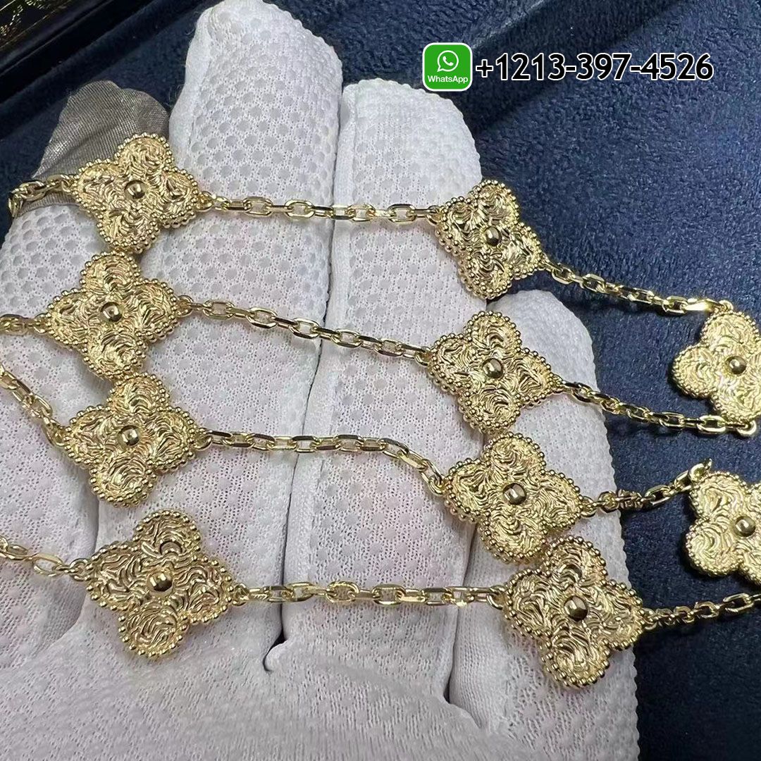 Best Sellers 1:1 Quality Cheap Custom Made Van Cleef & Arpels 18k Yellow Gold Vintage Alhambra 10 Motif Necklace - High Quality 18k Gold and Diamond Luxury Distinctive Collection Designer Jewelry Customized Factory Price