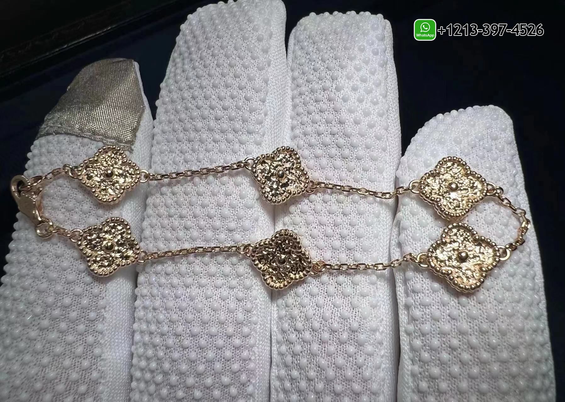 Van-Cleef-Arpels-6-Motifs-18K-Rose-Gold-Sweet-Alhambra-Bracelet-VCARO8DD00-4.jpg Custom Made 1:1 Top Quality Van Cleef & Arpels 6 Motifs 18K Rose Gold Sweet Alhambra Bracelet - High Quality 18k Gold and Diamond Luxury Distinctive Collection Designer Jewelry Customized Factory Price - Image 5
