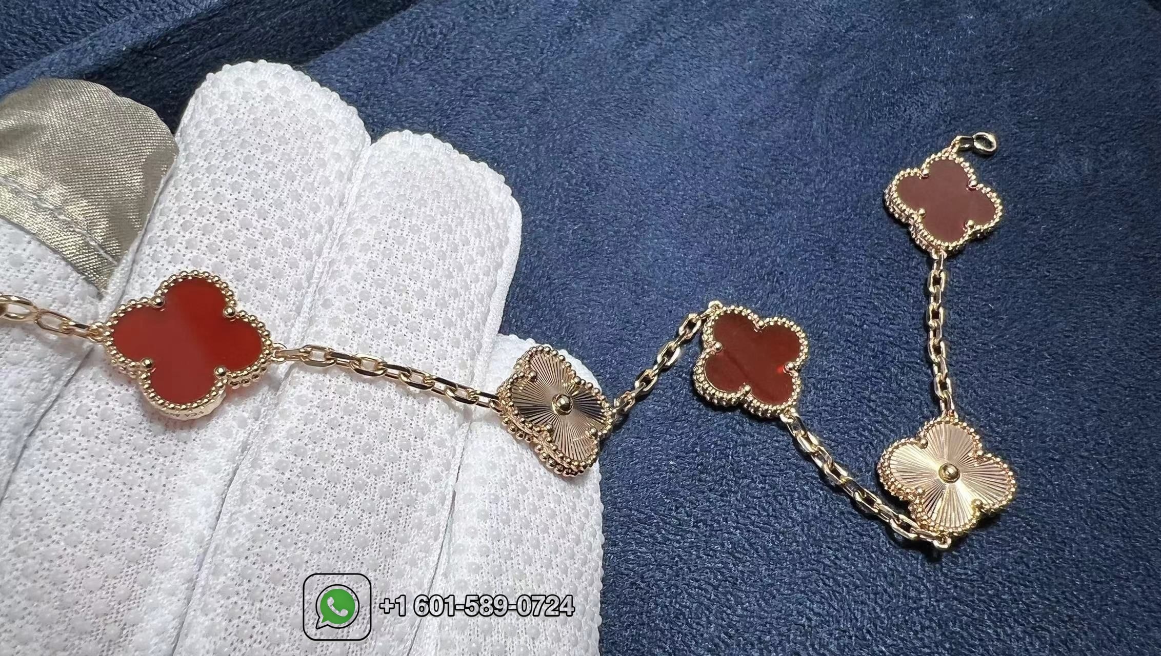 van cleef arpels carnelian and guilloche 18k rose gold 5 motifs vintage alhambra bracelet vcarp7rp00 2