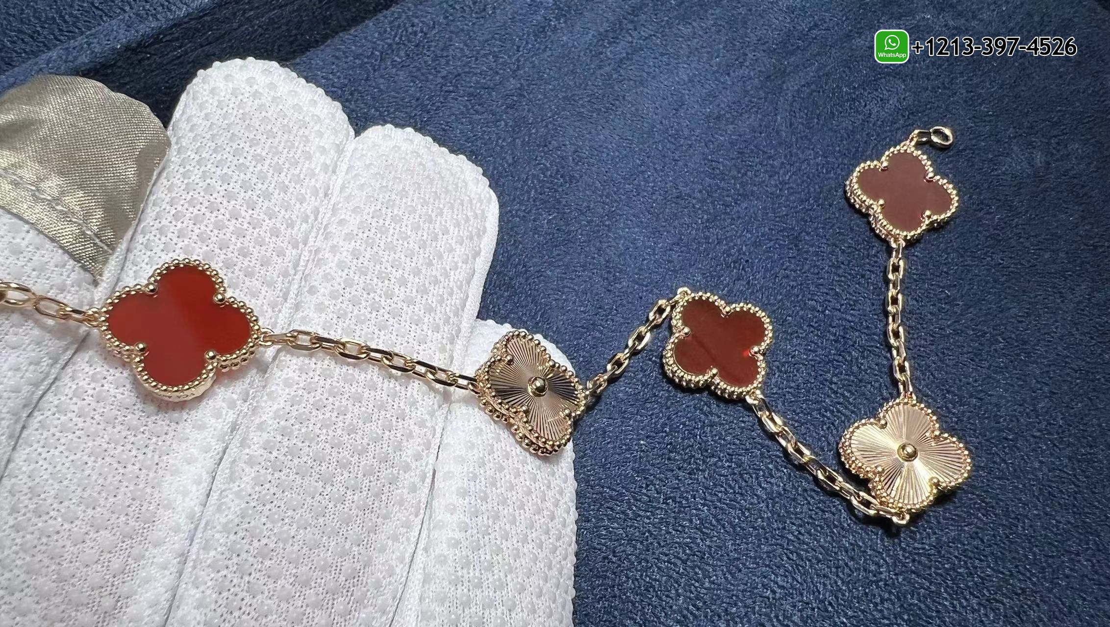 Van-Cleef-Arpels-Carnelian-and-Guilloche-18K-Rose-Gold-5-Motifs-Vintage-Alhambra-Bracelet-VCARP7RP00-2.jpg Custom Made 1:1 Top Quality Van Cleef & Arpels 18K Rose Gold Carnelian 5 Motifs Guilloche Vintage Alhambra Bracelet - High Quality 18k Gold and Diamond Luxury Distinctive Collection Designer Jewelry Customized Factory Price - Image 3