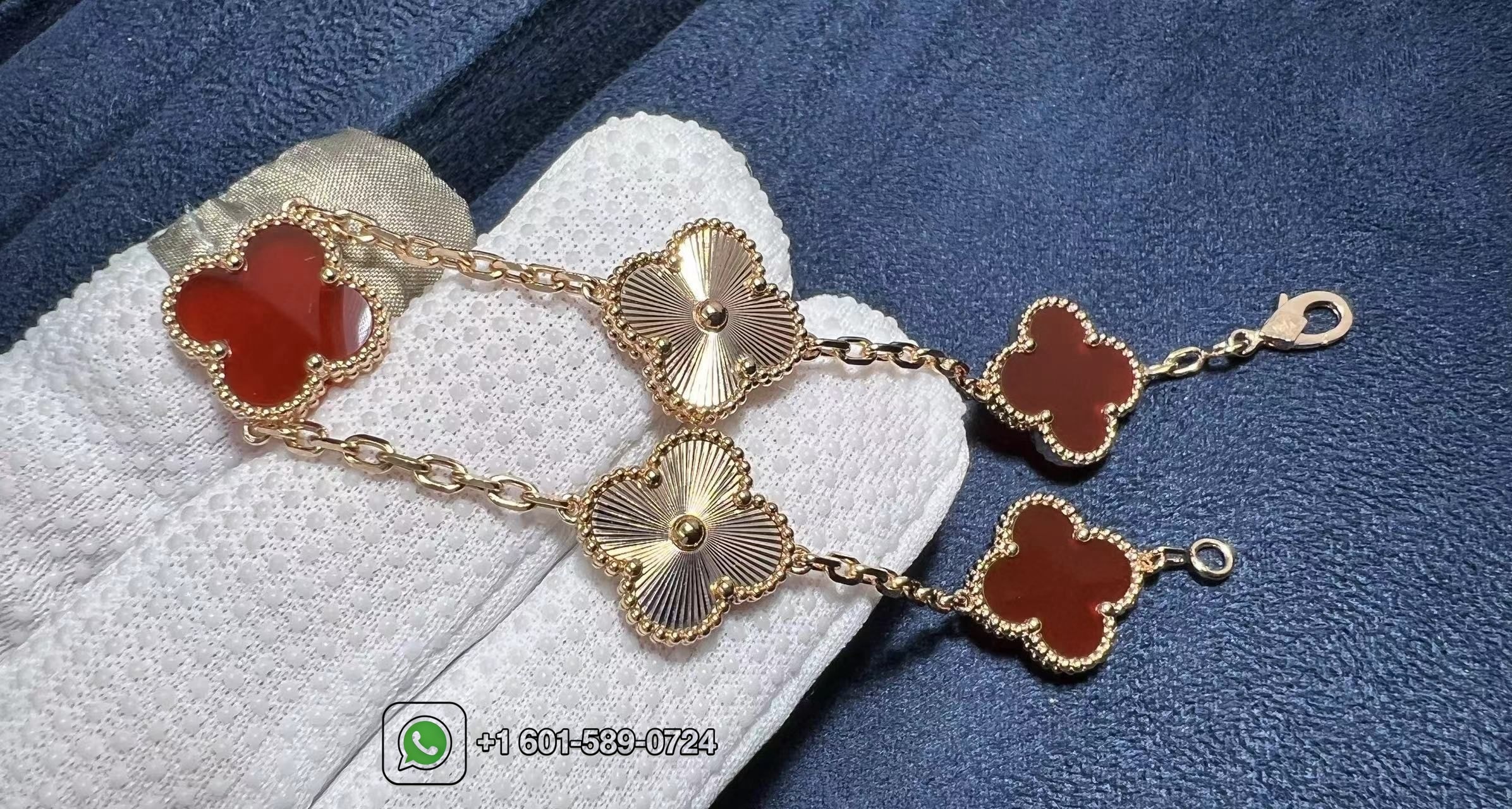 van cleef arpels carnelian and guilloche 18k rose gold 5 motifs vintage alhambra bracelet vcarp7rp00 3
