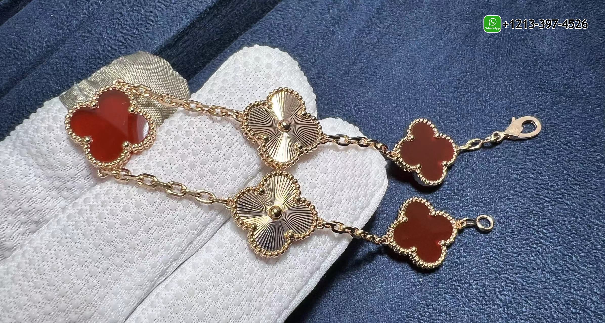 Van-Cleef-Arpels-Carnelian-and-Guilloche-18K-Rose-Gold-5-Motifs-Vintage-Alhambra-Bracelet-VCARP7RP00-3.jpg Custom Made 1:1 Top Quality Van Cleef & Arpels 18K Rose Gold Carnelian 5 Motifs Guilloche Vintage Alhambra Bracelet - High Quality 18k Gold and Diamond Luxury Distinctive Collection Designer Jewelry Customized Factory Price - Image 4