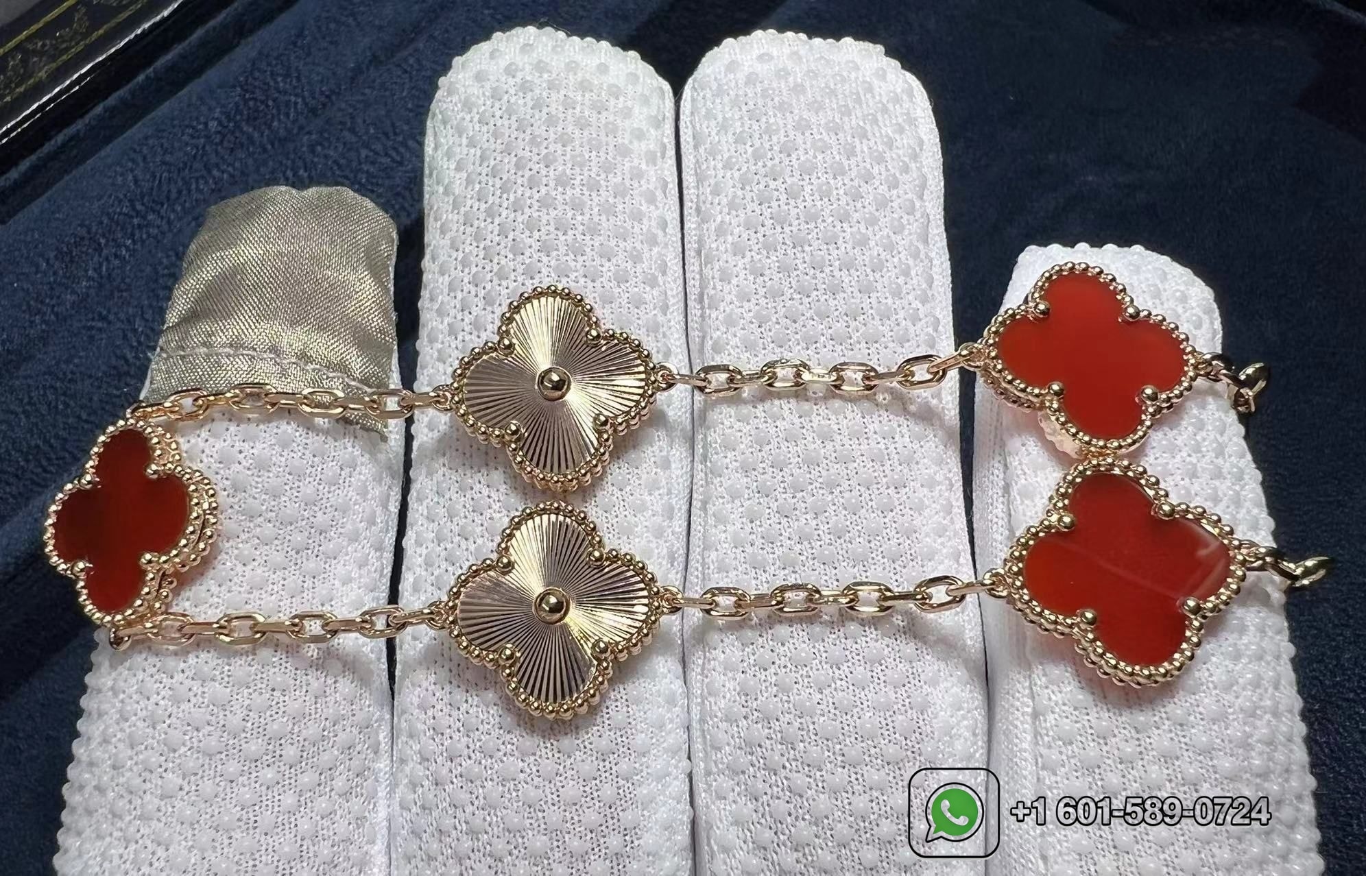 van cleef arpels carnelian and guilloche 18k rose gold 5 motifs vintage alhambra bracelet vcarp7rp00 4