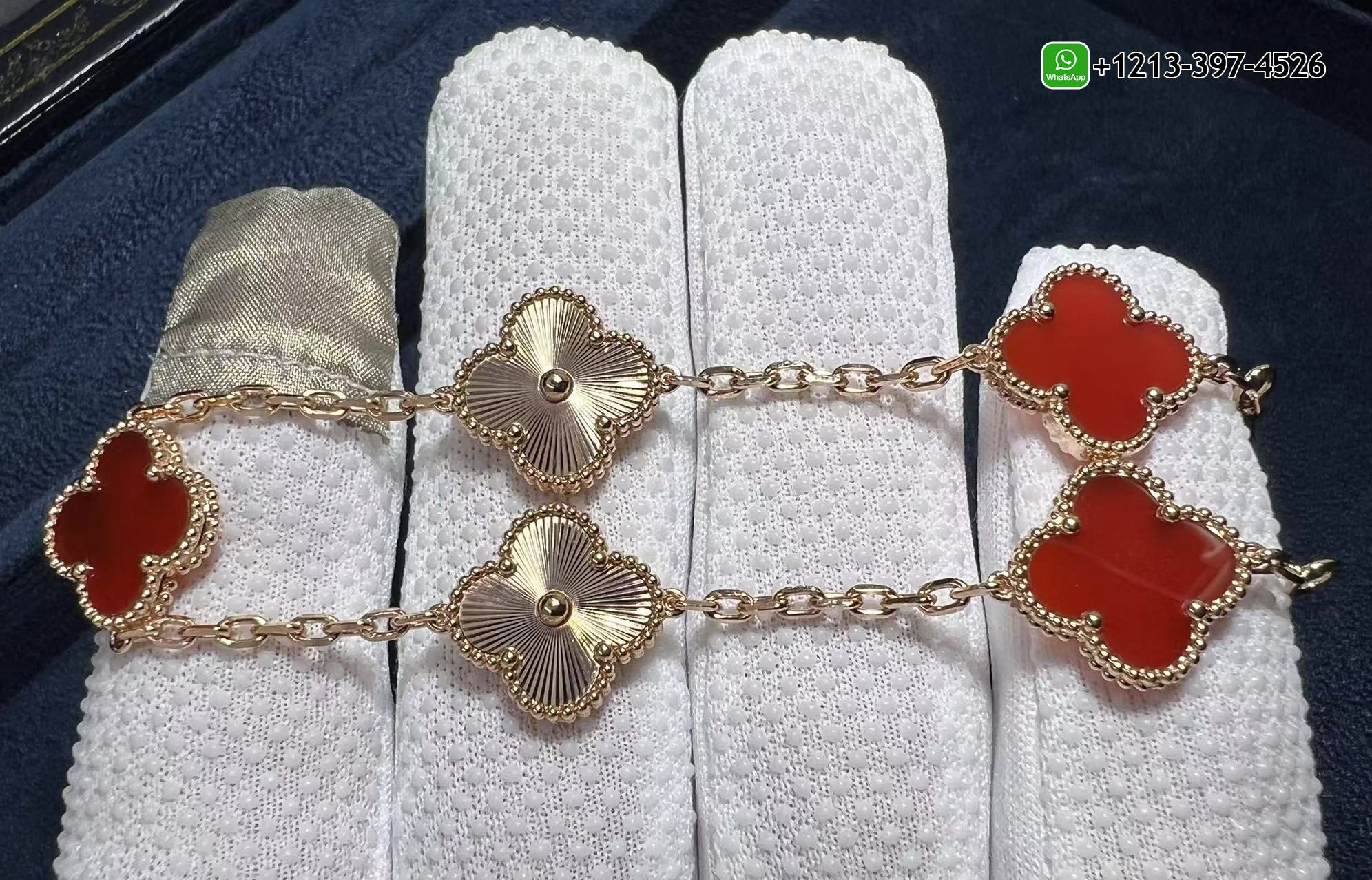 Van-Cleef-Arpels-Carnelian-and-Guilloche-18K-Rose-Gold-5-Motifs-Vintage-Alhambra-Bracelet-VCARP7RP00-4.jpg Custom Made 1:1 Top Quality Van Cleef & Arpels 18K Rose Gold Carnelian 5 Motifs Guilloche Vintage Alhambra Bracelet - High Quality 18k Gold and Diamond Luxury Distinctive Collection Designer Jewelry Customized Factory Price - Image 5